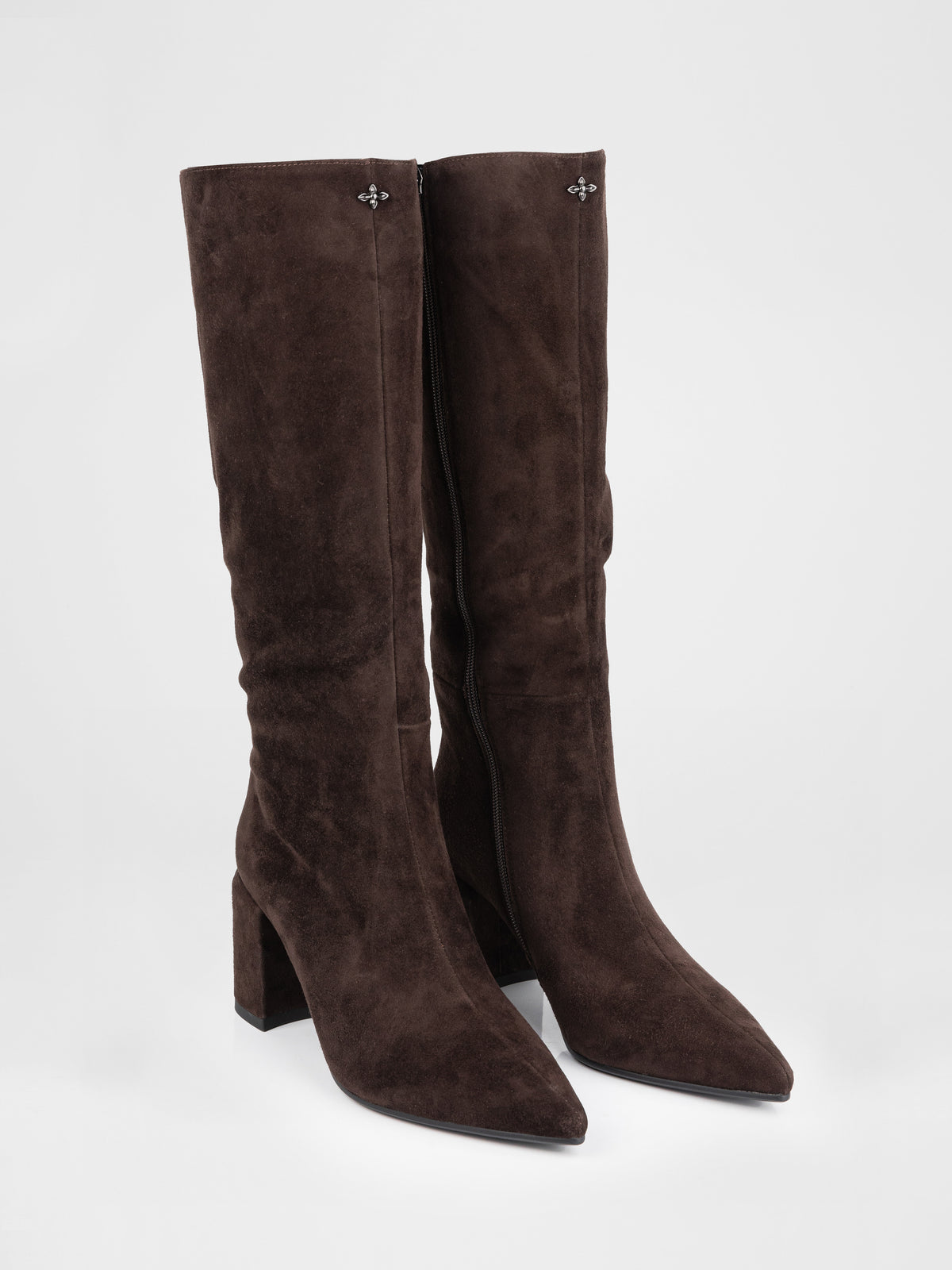 Chocolate Suede High-Heel Knee Boots