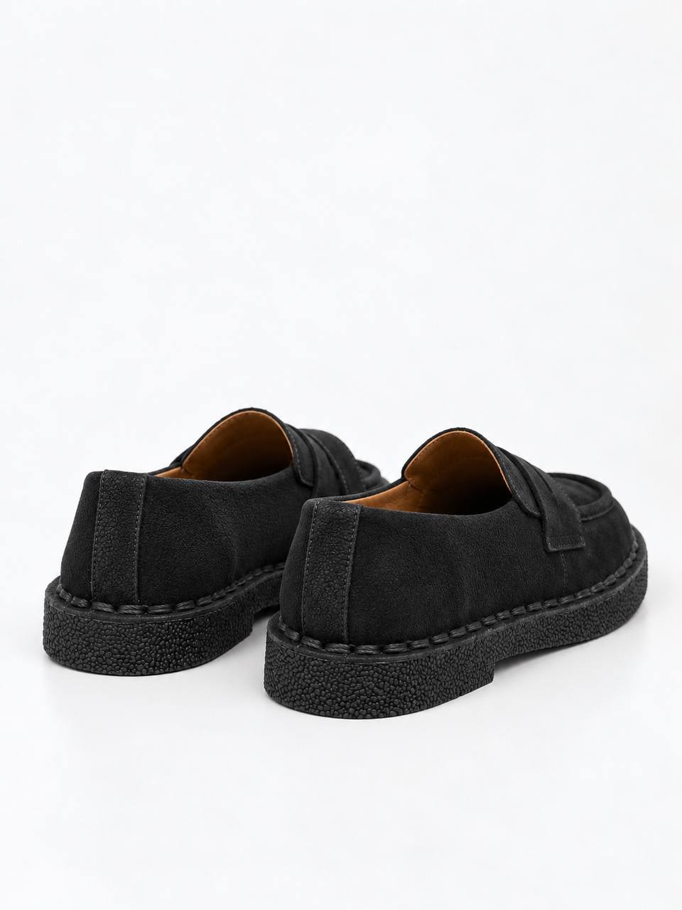 Black Leather Chunky-Sole Loafers